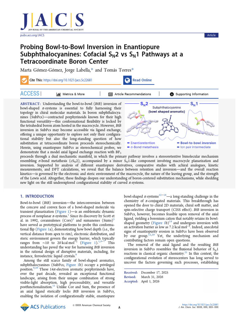Probing Bowl to Bowl Inversion in Enantiopure Subphthalocyanines ...