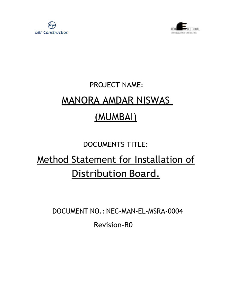 Method Statement For Installation of DB-NEC | PDF | Electrical Wiring ...