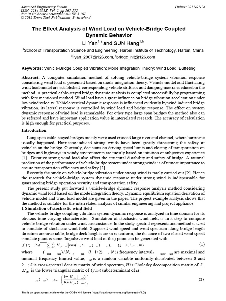 The Effect Analysis of Wind Load on Vehicle-Bridge Coupled.... | PDF ...