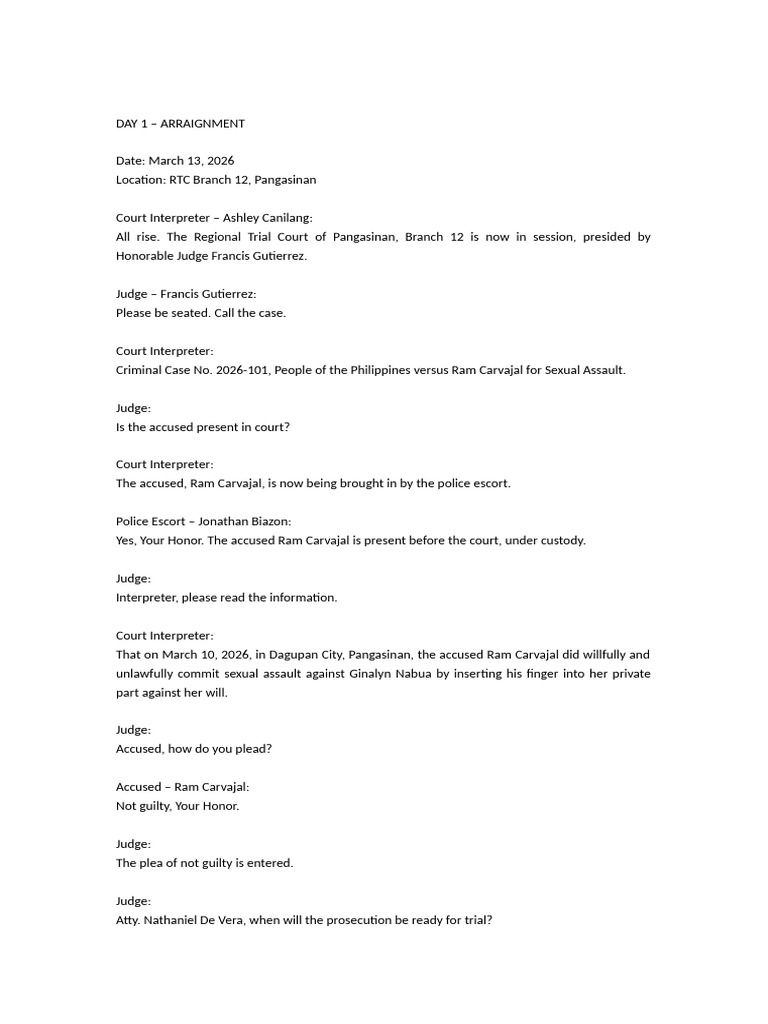 Mock Trial Script | PDF | Witness | Prosecutor