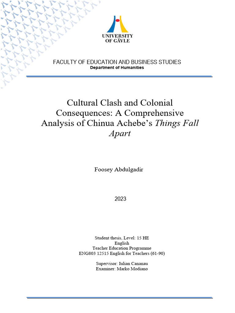 Comprehensive Analysis of Things Fall Apart | PDF | Postcolonialism ...