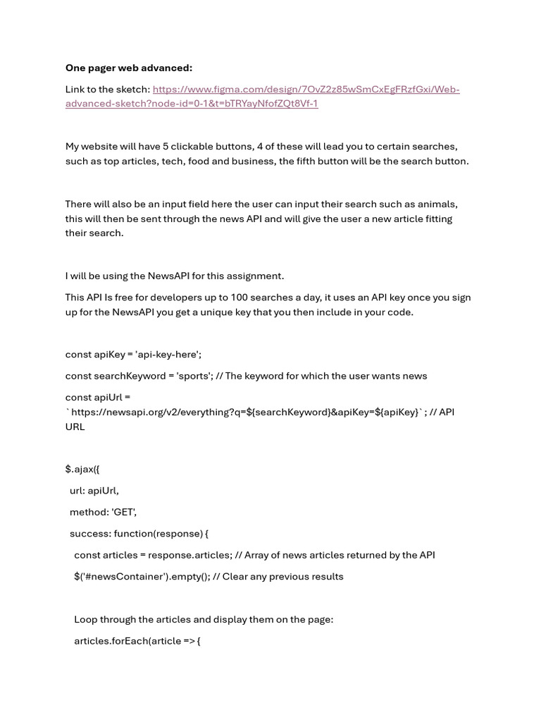 One Pager Web Advanced | PDF