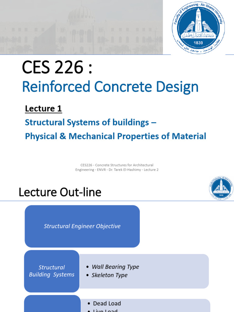 CES 226 Lecture 1-2 | PDF | Structural Load | Concrete