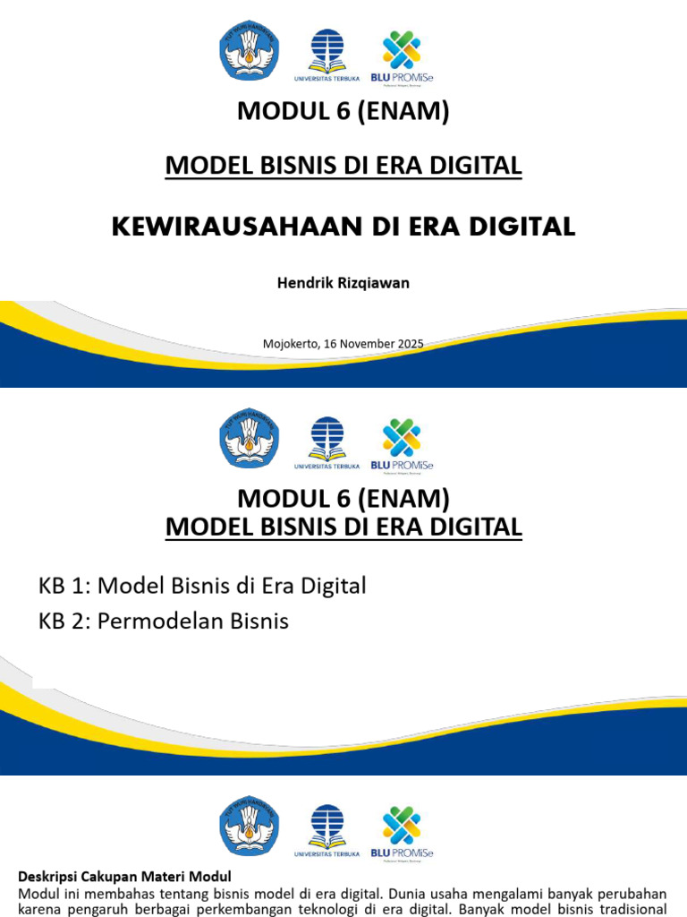 Pertemuan 6 - Modul 6 - Model Bisnis Di Era Digital | PDF