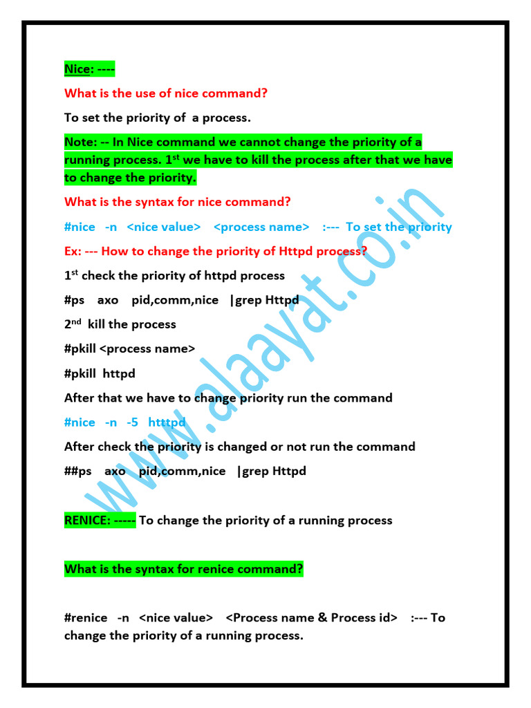 Nice&Renice,Uname,Free,Du,Dmidecode | PDF