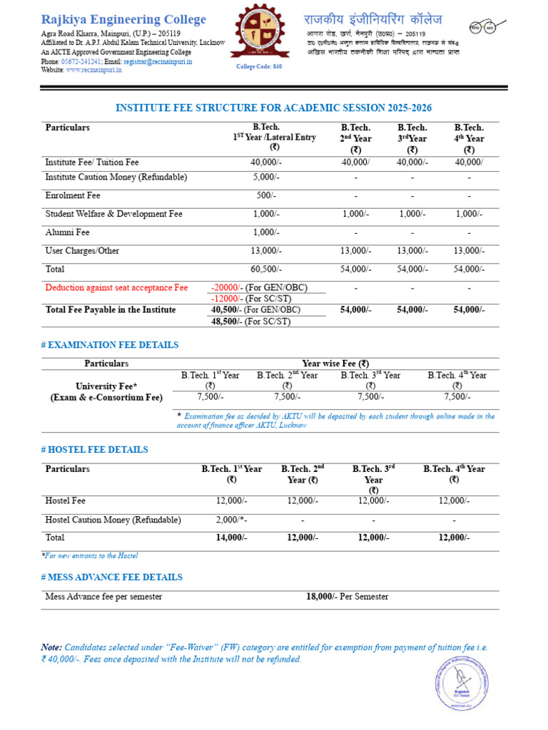 Fee-Structure-2025-26 (1) | PDF | Money | Banking