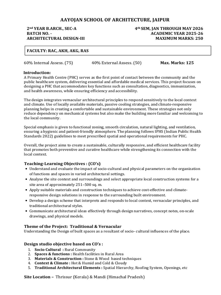 PHC Project 2 - Design Brief 4 Sem A - 2026 | PDF | Health Care
