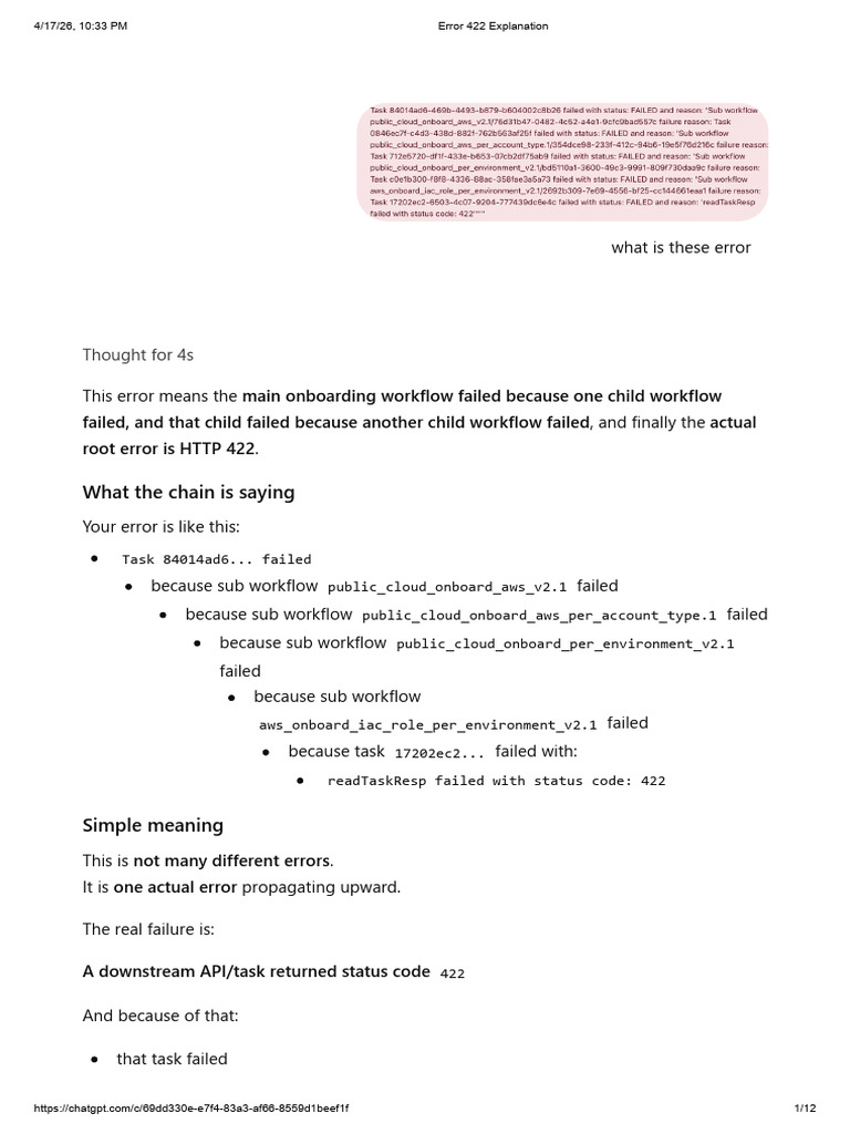 Error 422 Explanation | PDF | Software Engineering | Computing