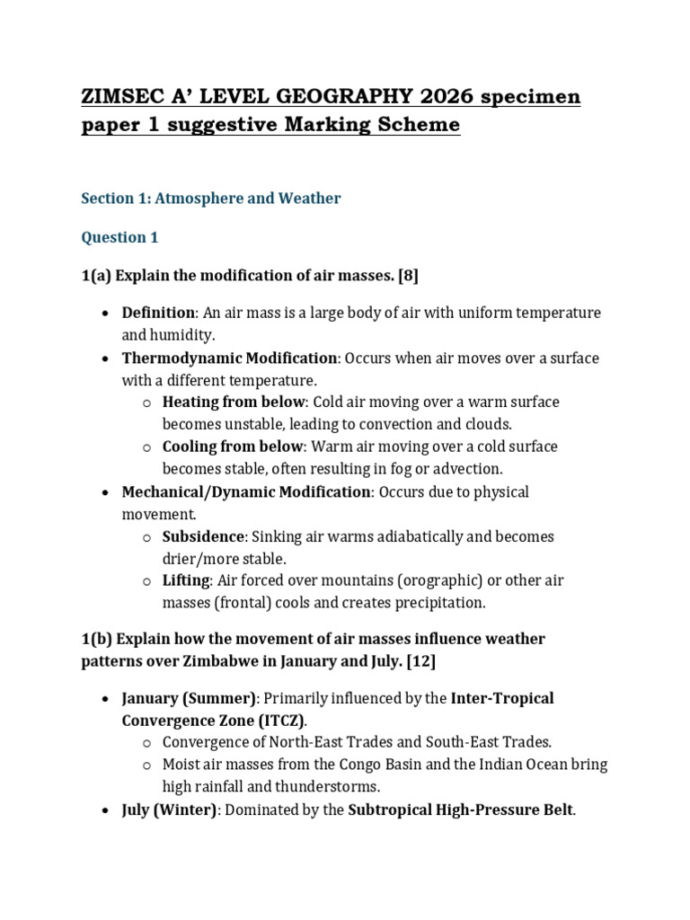 2026 Geo Specimen Paper 1 Suggestive Marking Scheme | PDF | Volcano ...