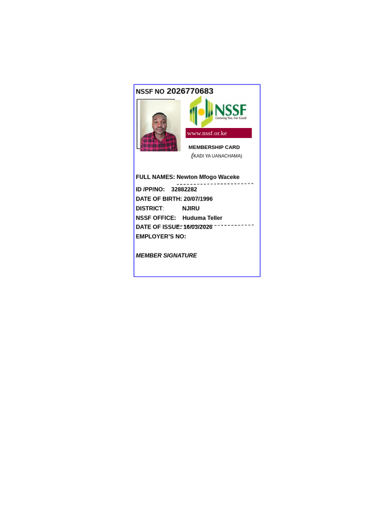 Nssf Template | PDF