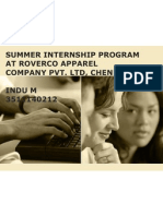 Summer Internship Program at Roverco Apparel Company PVT