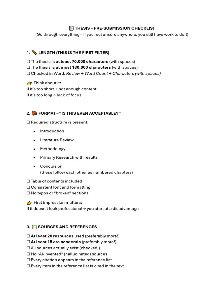 ? THESIS checklist | PDF | Citation | Thesis