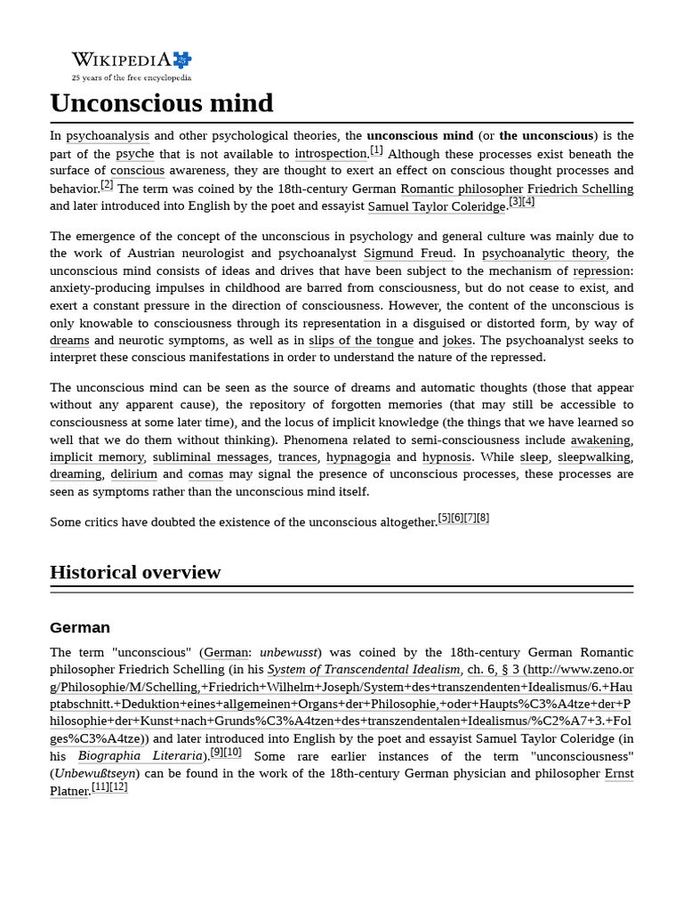 Unconscious Mind | PDF | Unconscious Mind | Psychological Concepts