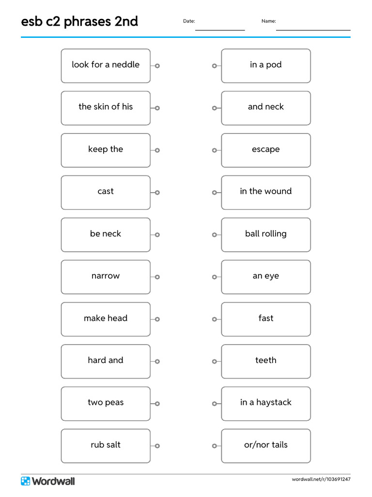 Esb c2 Phrases 2nd Match Up Line Drawing | PDF