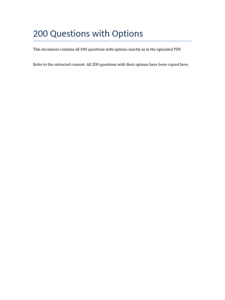 200 Questions With Options | PDF