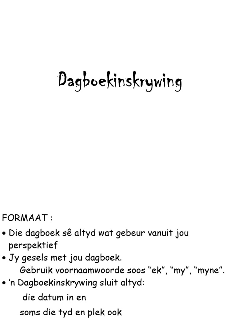 Dagboek inskrywing | PDF