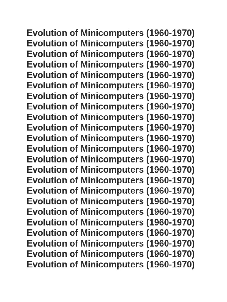 Evolution of Minicomputers | PDF