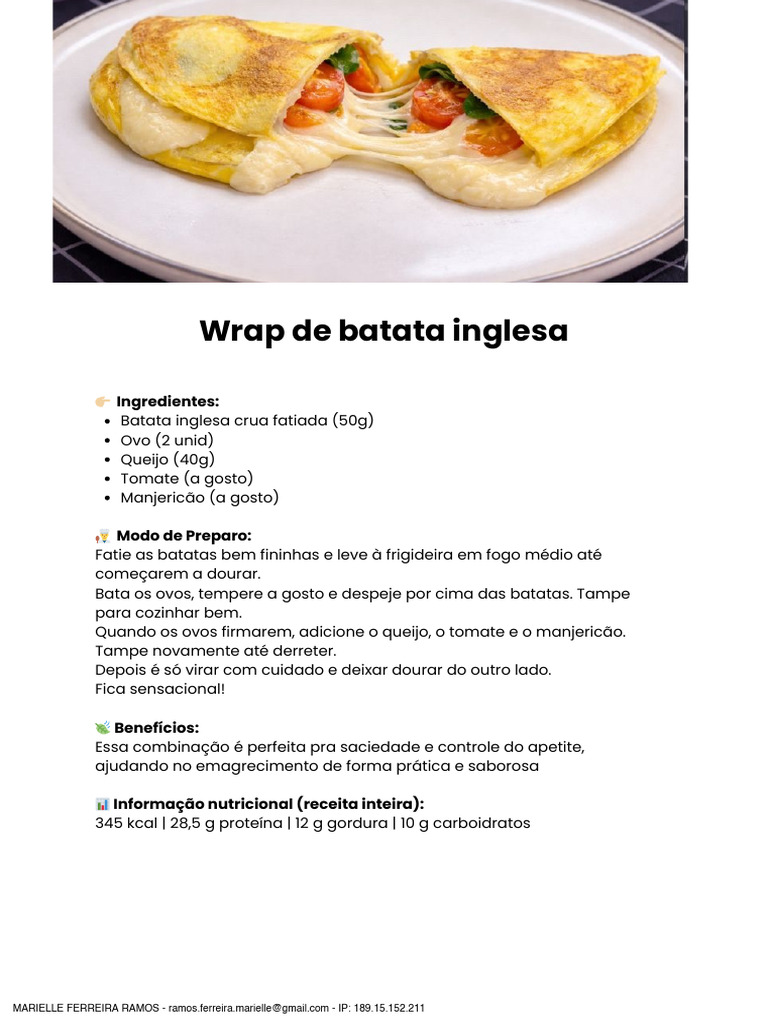 Dia 4 - Wrap de Batata Inglesa | PDF