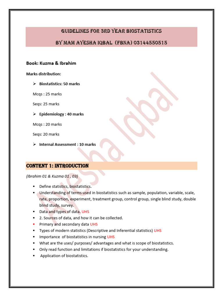 Guidelines of Biostatistics by Mam Ayesha Iqbal | PDF | Sampling ...