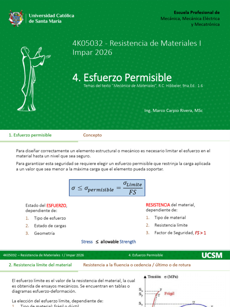 4. Esfuerzo Permisible | PDF | Resistencia de materiales | Esfuerzo ...