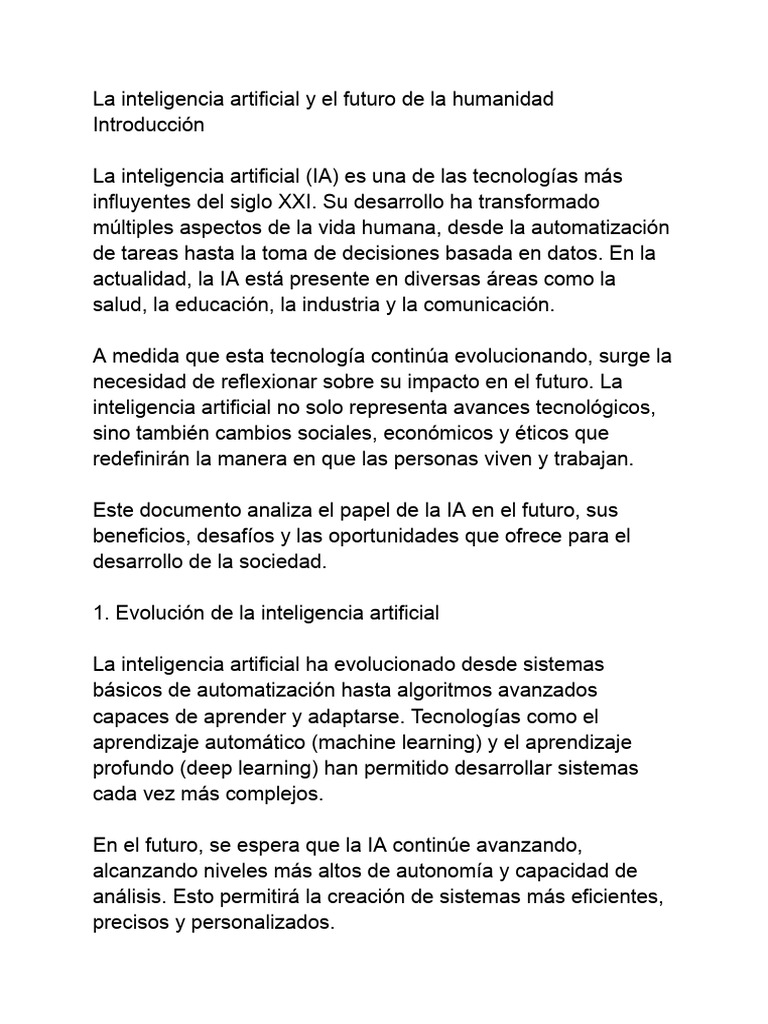 La Inteligencia Artificial y El Futuro de La Humanidad | PDF ...