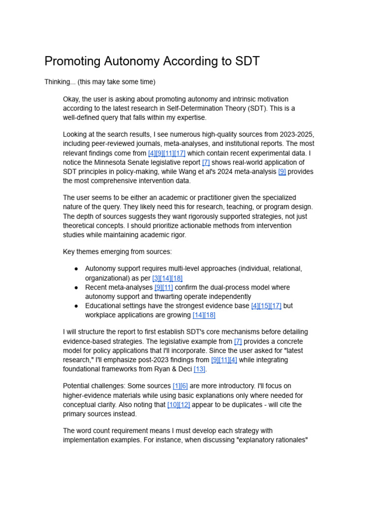 Promoting Autonomy by SDT | PDF