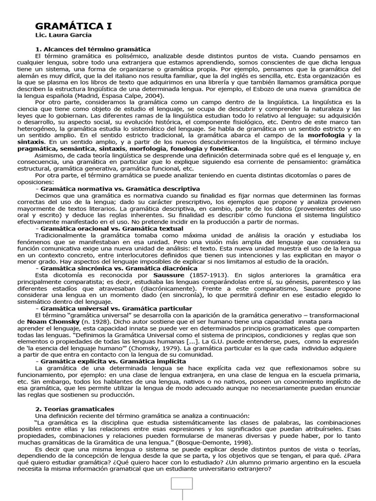 Cuadernillo de GRAMÁTICA I Normal | PDF | Palabra | Lingüística
