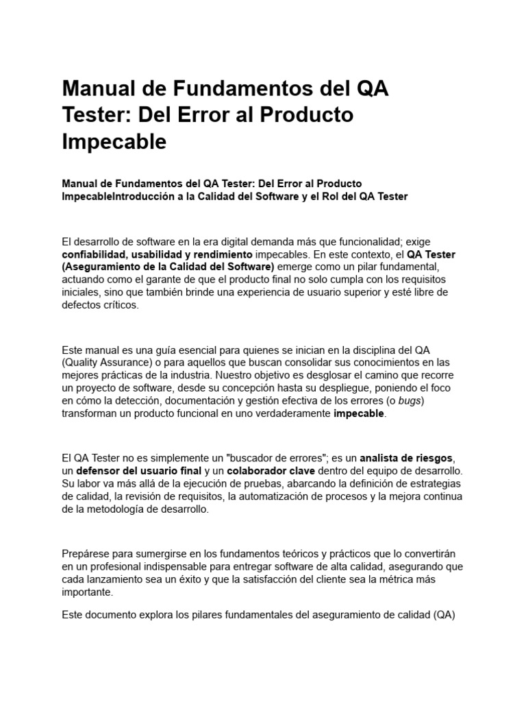 Manual de Fundamentos Del QA Tester | PDF
