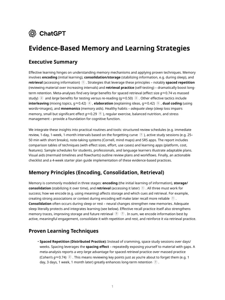 Evidence-Based Memory and Learning Strategies | PDF | Memory | Recall ...