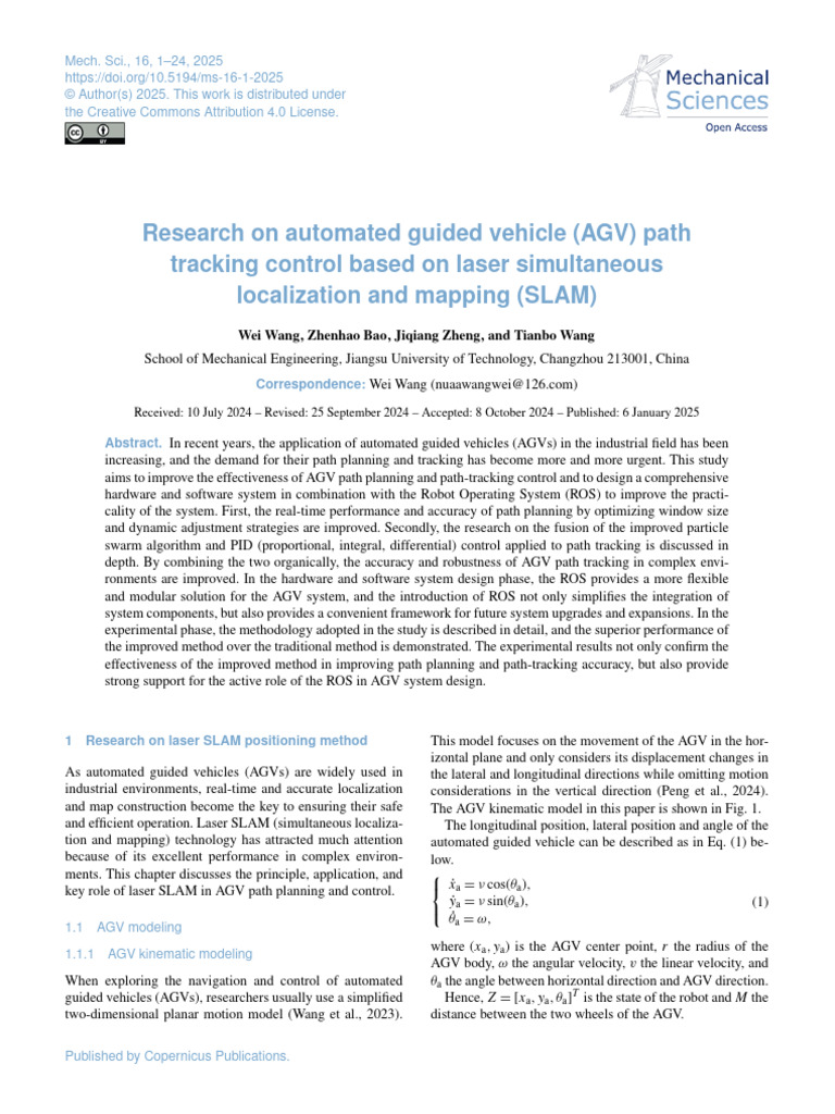 Research on Automated Guided Vehicle (AGV) Path Tracking Control Based ...