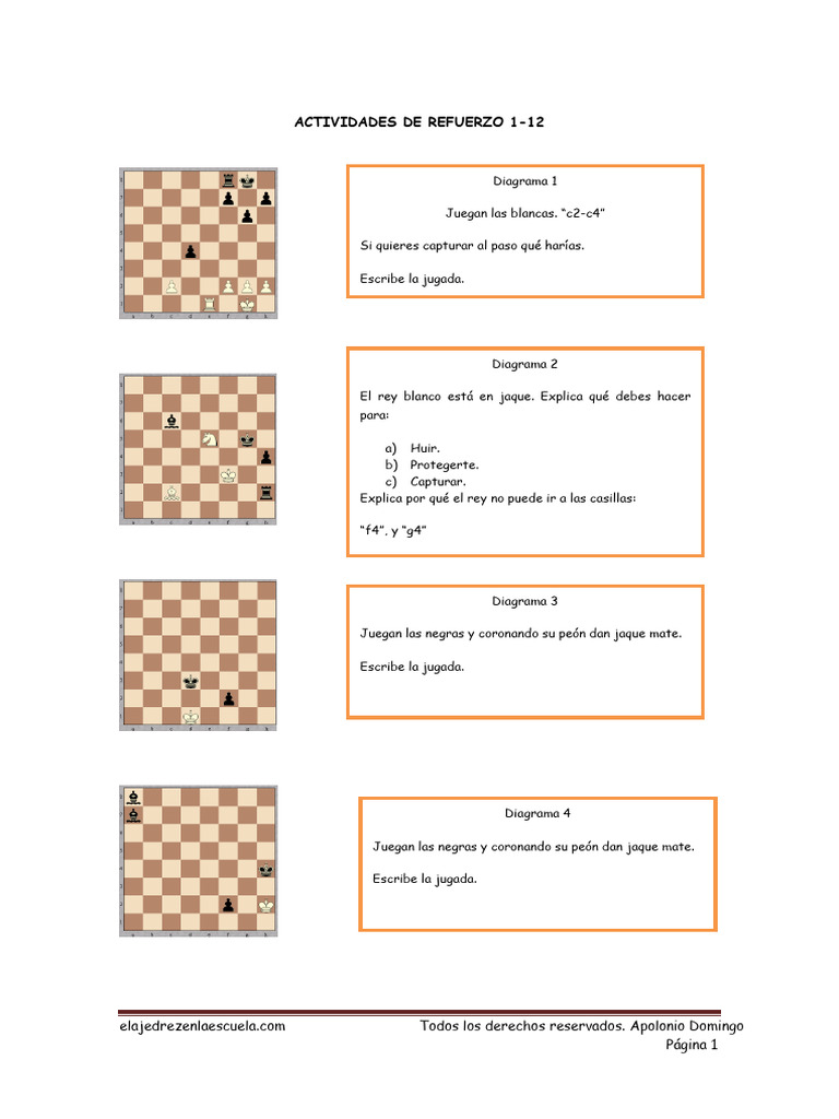 ACTIVIDADES_DE_REFUERZO__1-12 | PDF | Ajedrez | Juegos de estrategia ...