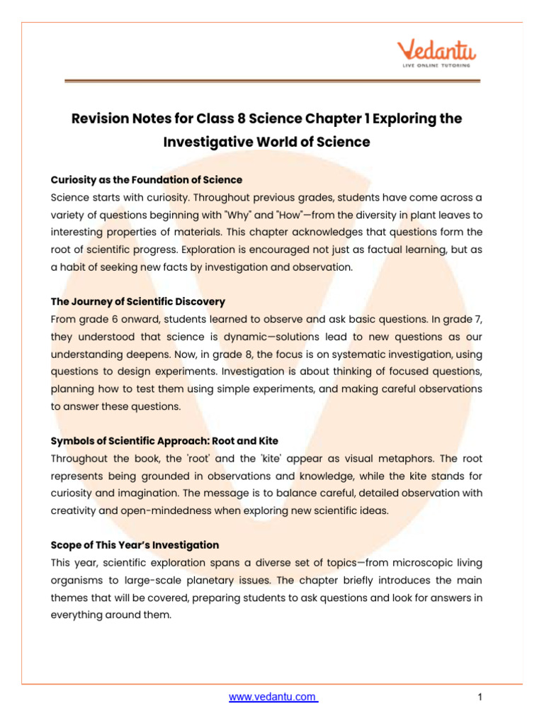 Revision Notes for Class 8 Science Chapter 1 2025-26 _ Free PDF | PDF ...