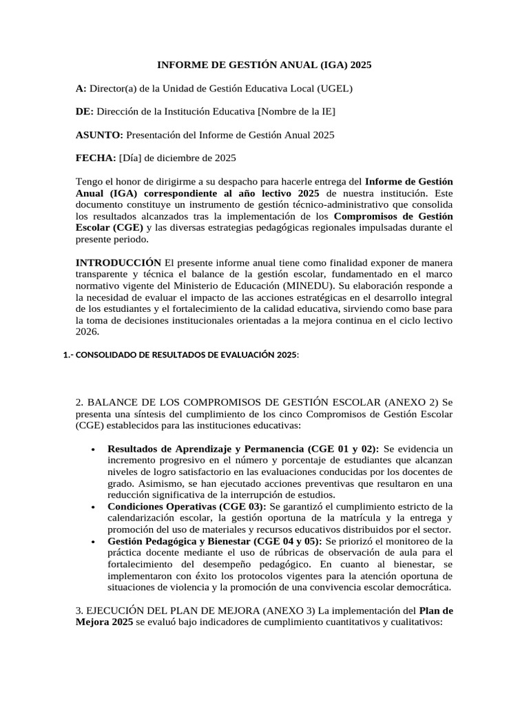 Informe-De-Gestion-Anual 2026 | PDF | Pedagogía | Tecnología de ...
