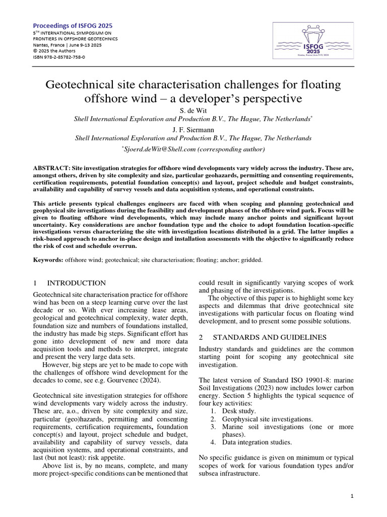 Geotechnical Site Characterization Challenges For Floating Offshore ...
