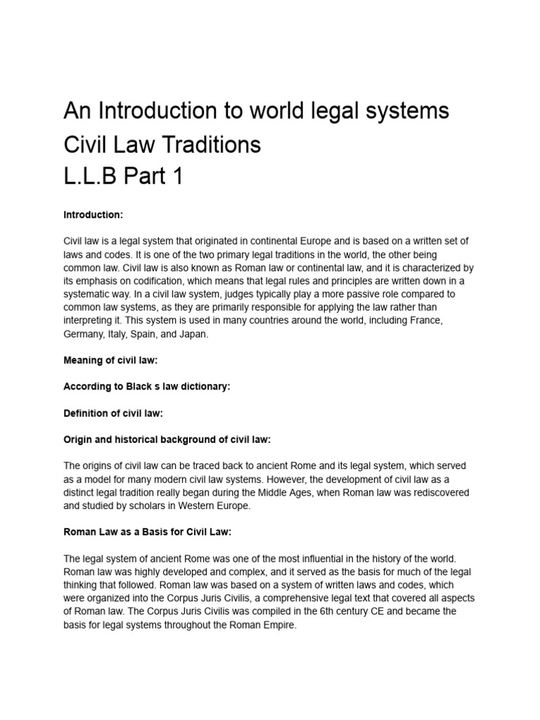 Civil Law Traditions | PDF | Civil Law (Legal System) | Justice