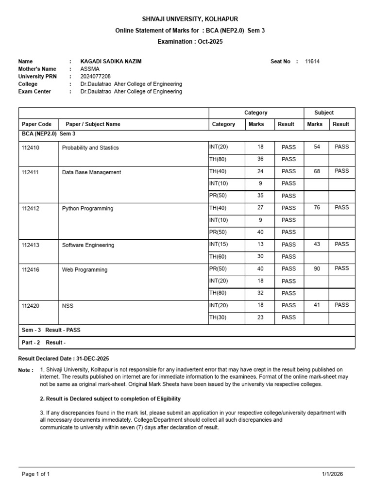 Bca Sem 3 Result | PDF | Software Development | Computing