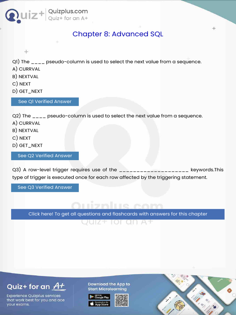 The Pseudocolumn is Used to Select the Next Value From a Sequence | PDF ...