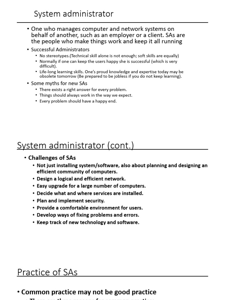 1 - Introduction To Sys and Network Admin | PDF