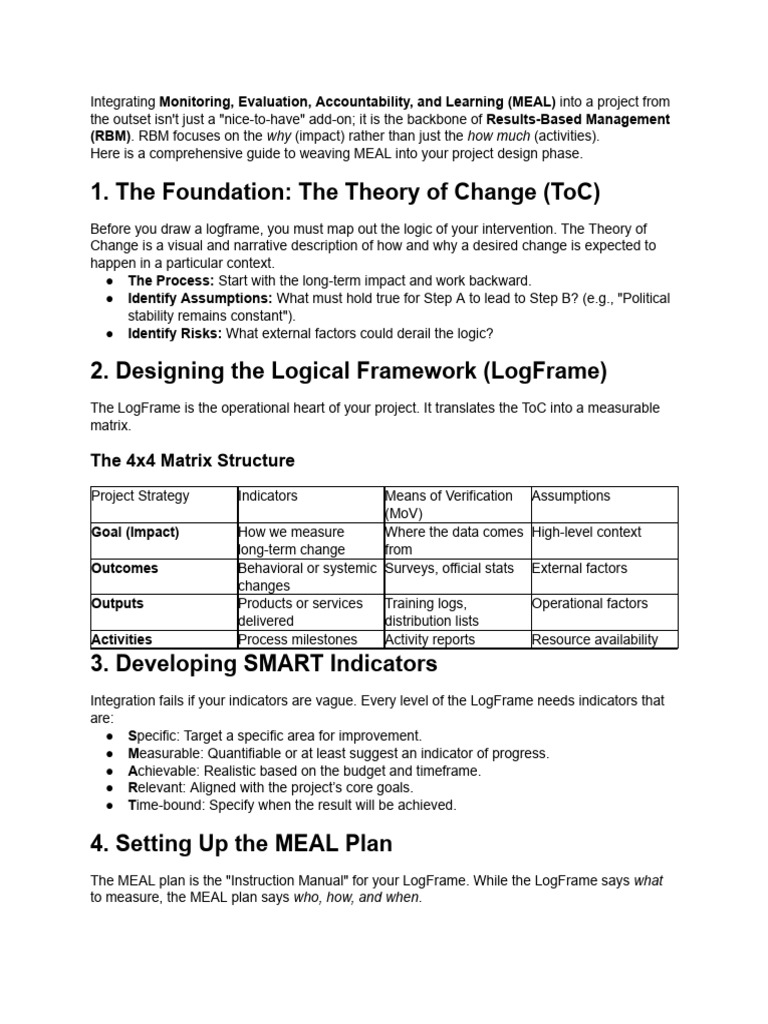 Integrating MEAL Into Project Design (2) | PDF | Business