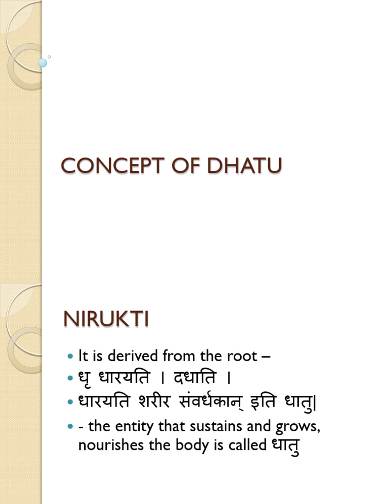 Concept of Dhatu 1 | PDF