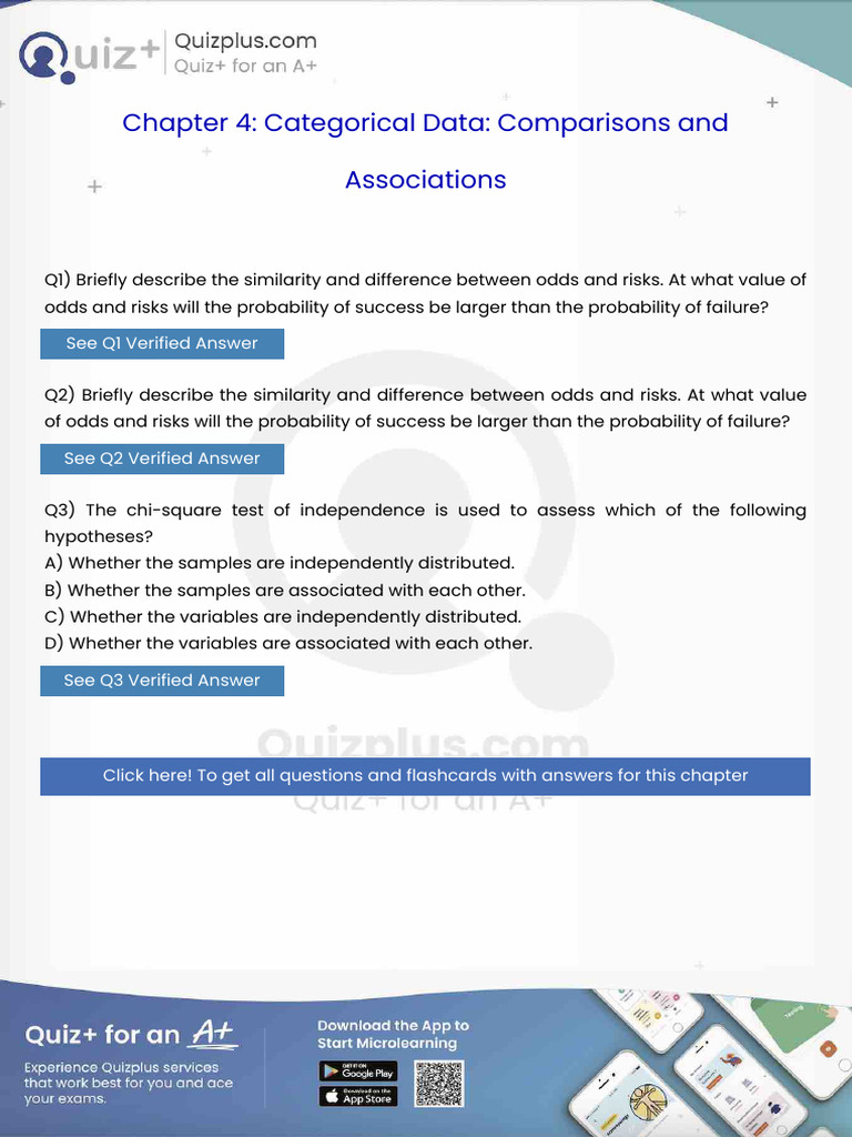 Briefly Describe the Similarity and Difference Between Odds and Risks ...