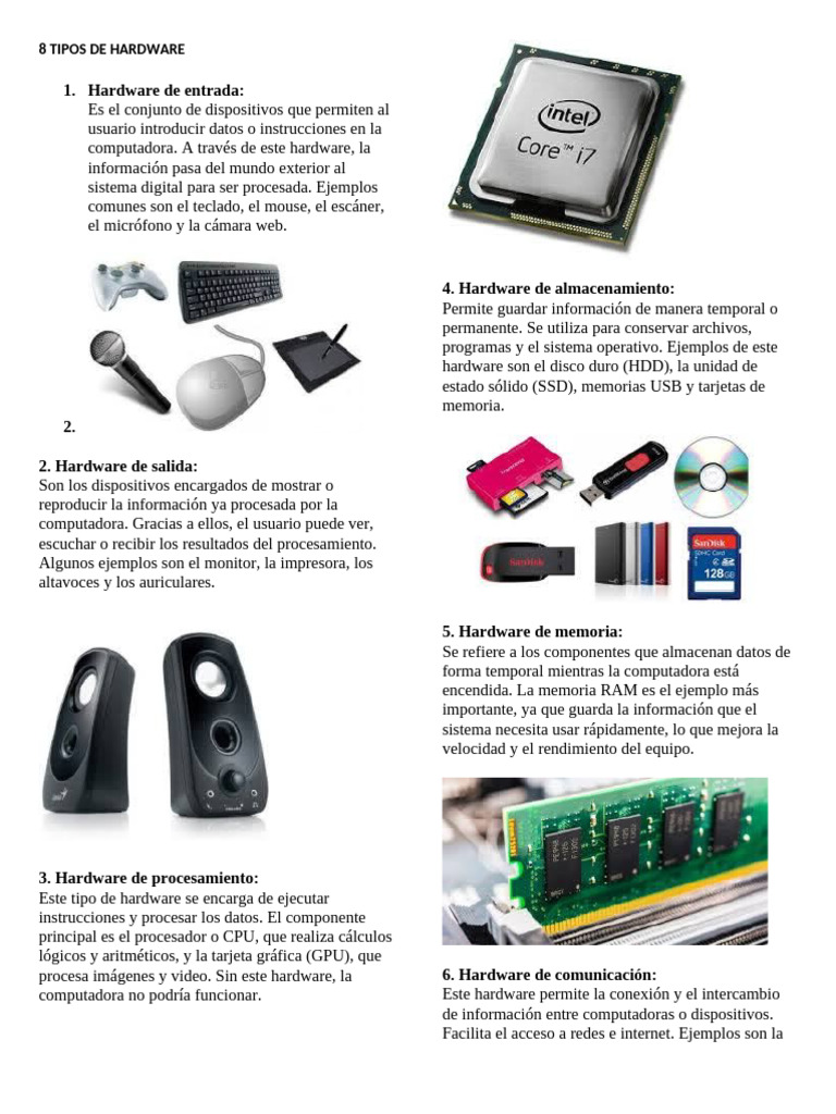 8 Tipos de Hardware | PDF | Hardware de la computadora | Informática
