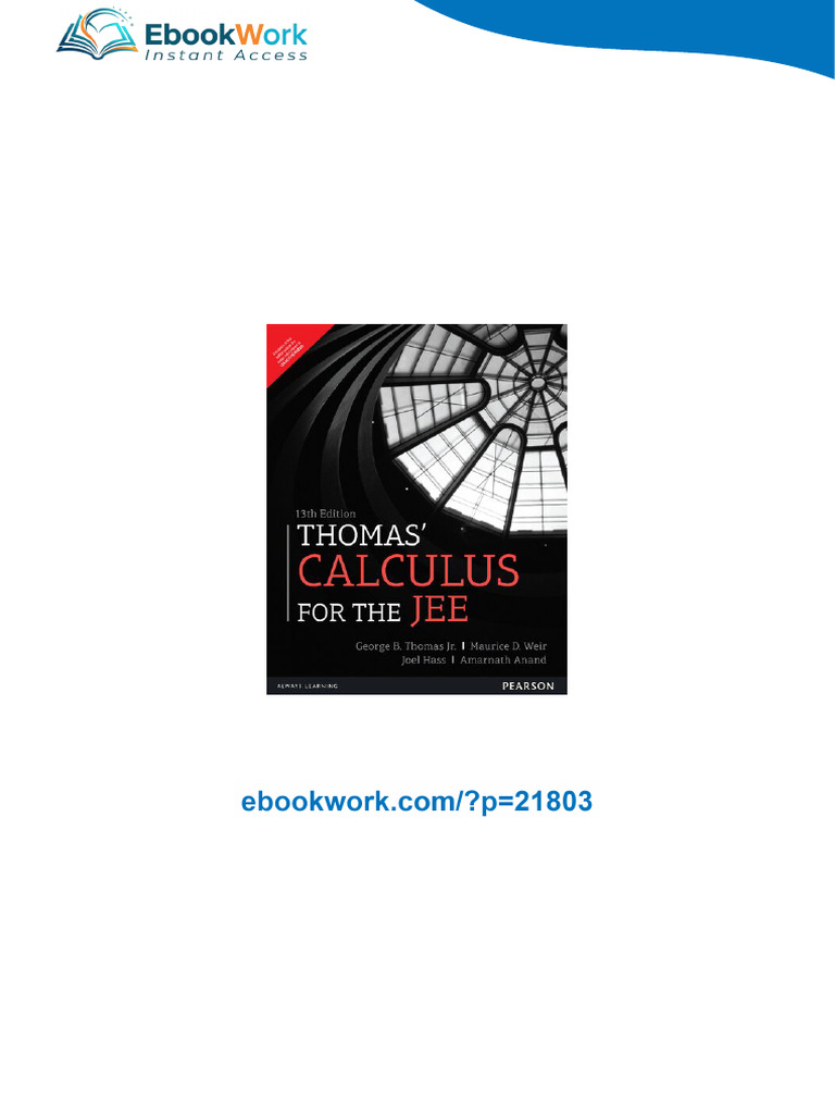 Download Thomas' Calculus for the JEE 13th Edition George B. Thomas Jr ...