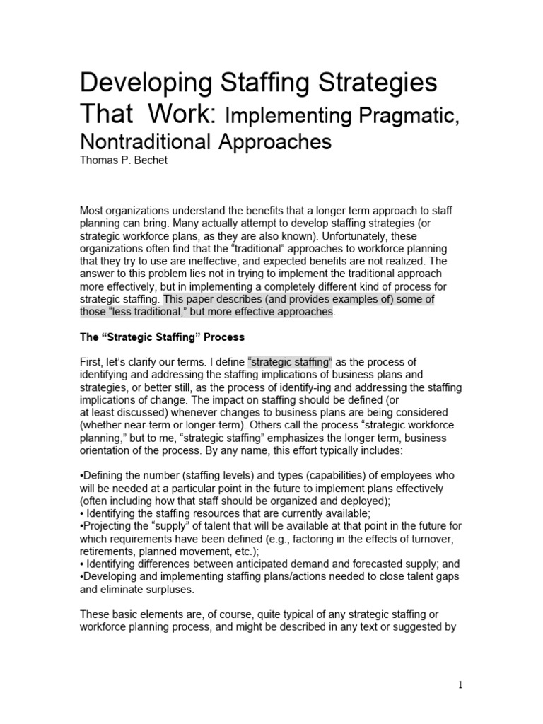 Developing Staffing Strategies | PDF | Human Resource Management | Data