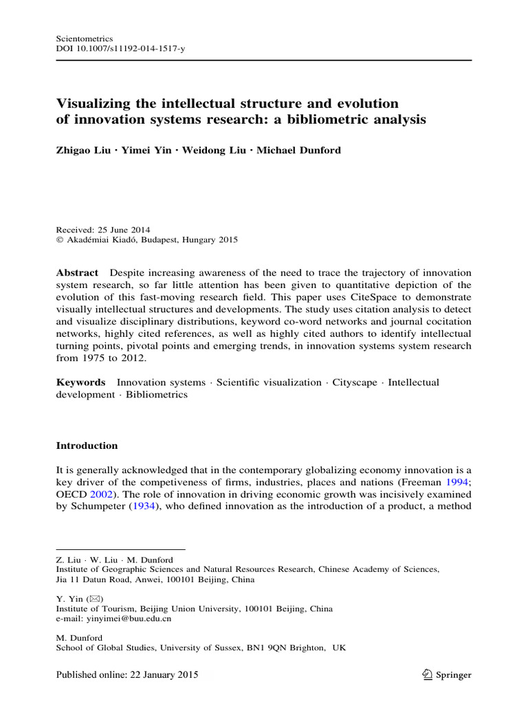 Visualizing the Intellectual Structure and Evolution of Innovation ...