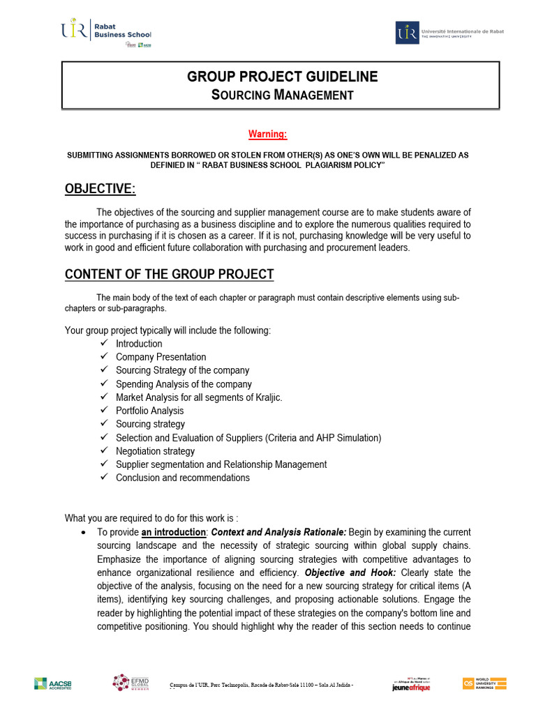 Group Project Guideline- Sourcing Management- SCM 2026 (3) | PDF ...