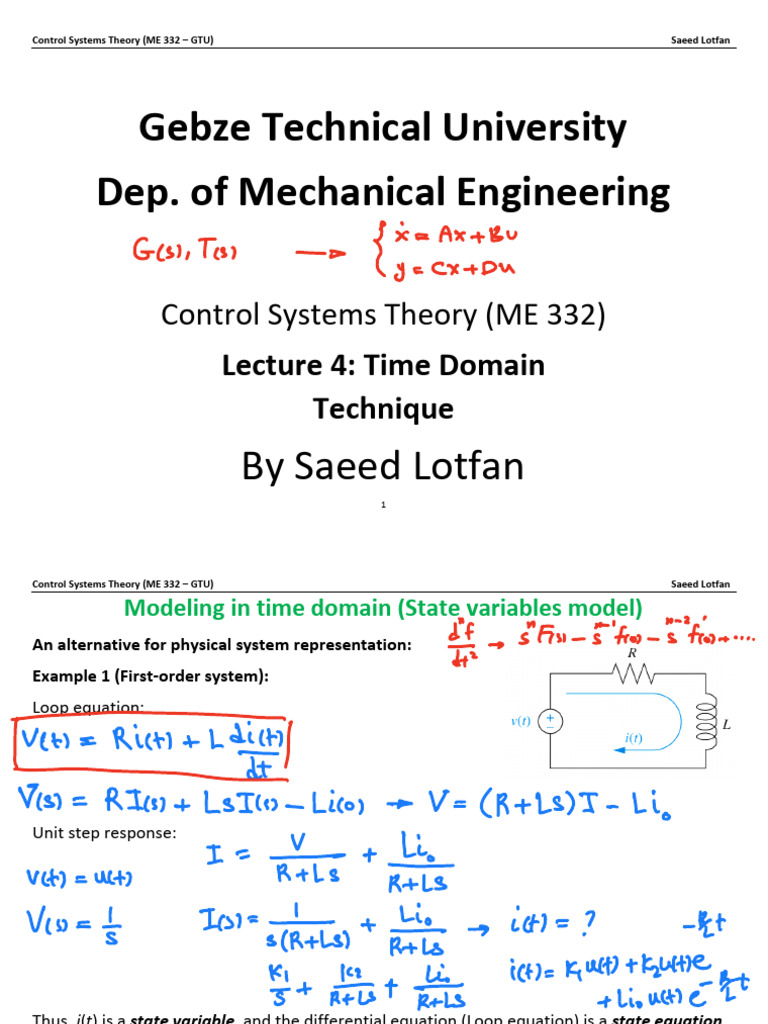Lecture 4 Time Domain Technique 2025 | PDF | Equations | Variable ...