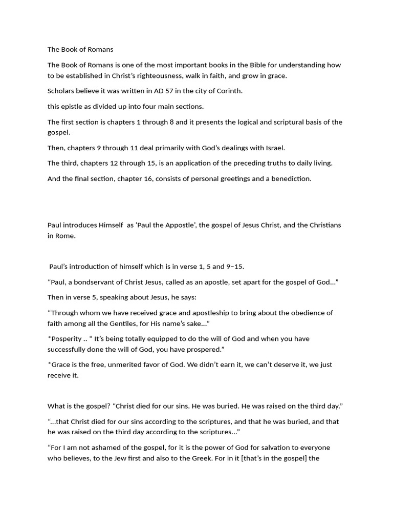 The Book of Romans | PDF | Epistle To The Romans | Paul The Apostle