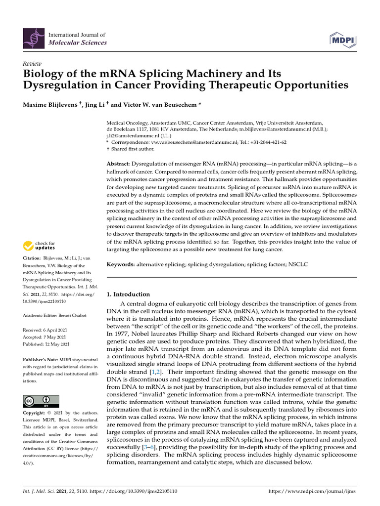 SPLICING MACHINERY | PDF | Rna Splicing | Alternative Splicing