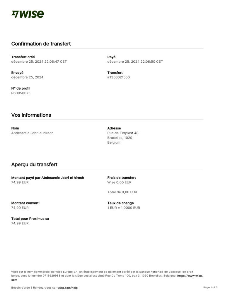 Transfer Receipt | PDF | Banques | Secteurs du service